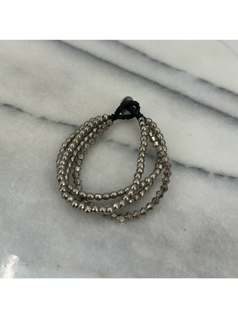 Silver beaded layered bracelet